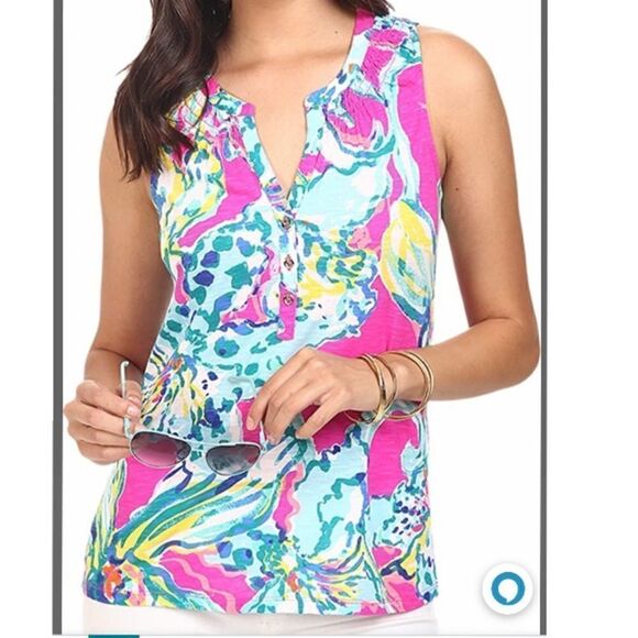 Lilly Pulitzer Essie Sleeveless Cotton Printed Top.Size XS - Picture 3 of 10